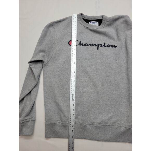 Champion Sweatshirt Men’s Medium Crewneck Spellout Long Sleeve Grey - Picture 6 of 10